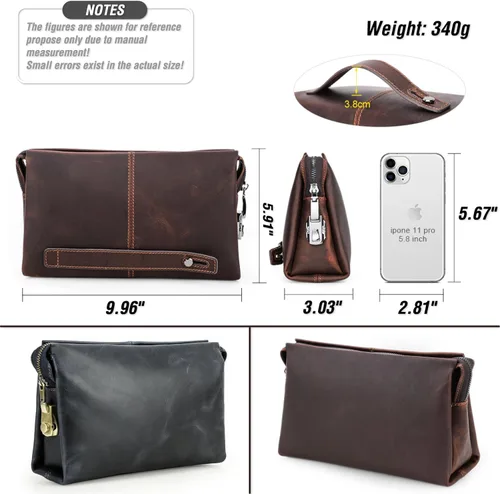 Vista 22 de Funda de piel de grano superior para hombre y mujer, múltiples bolsillos/ranuras, RFID de gran capacidad para tarjetas, cheques, dinero, pasaporte