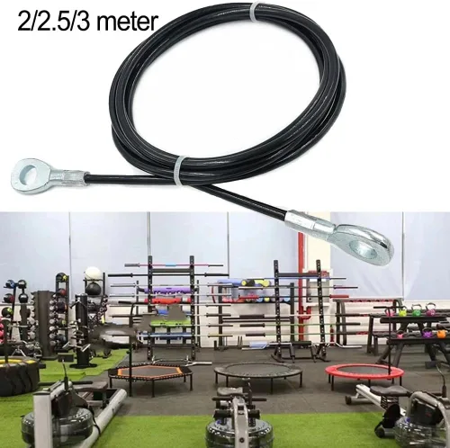 Vista 3 de High Strength Fitness Gym Replacement Cable 5mm Steel Wire with Nylon Coating, Smooth Operation (2.5m)