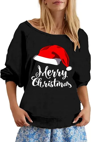 Vista 2 de Sudadera holgada de manga larga con hombros descubiertos para mujer