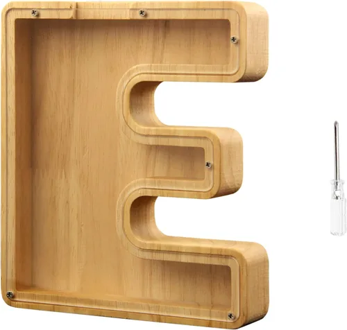 Vista 3 de TAONE Alcancía personalizada para niños, con grabado láser y letras de madera personalizadas