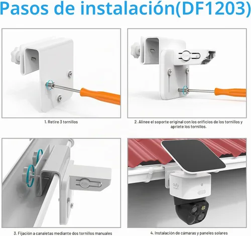 Vista 5 de Soporte de montaje de canalón compatible con Eufy Security SoloCam S340/SoloCam E30/E42, cámara de seguridad solar (1 unidad-blanco)