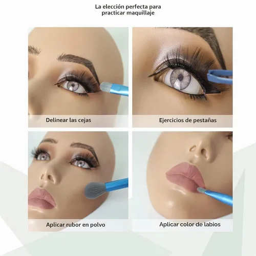 Vista 3 de Tablero de práctica de maquillaje 5D, cara de maniquí de maquillaje de silicona, cara de práctica de maquillaje para principiantes reutilizable, ojo