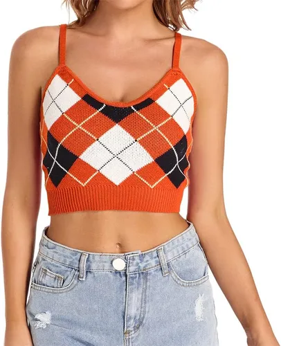 Vista 8 de Camiseta corta para mujer, bonita camiseta sin mangas con cuello halter, acanalado, sexy, corsé para adolescentes y niñas