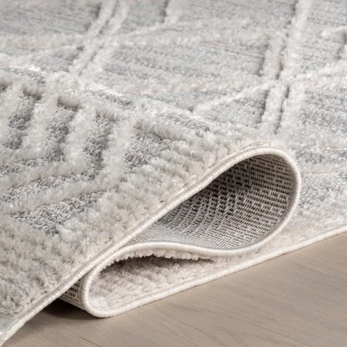Vista 6 de nuLOOM Ansley - Alfombra marroquí con borlas de 2 x 6, color gris claro, diseño bohemio con textura alta y baja, pelo alto de felpa, resistente a