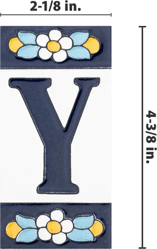 Vista 4 de Sevillano Flora Address Letters Y 2-1/8" x 4-3/8" - Azulejo de pared de cerámica