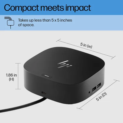 Vista 3 de HP USB-C Dock G5 - Adaptador 11-en-1 para portátiles, PC y notebooks con USB-C y Thunderbolt - Un solo cable para carga, red o transferencia
