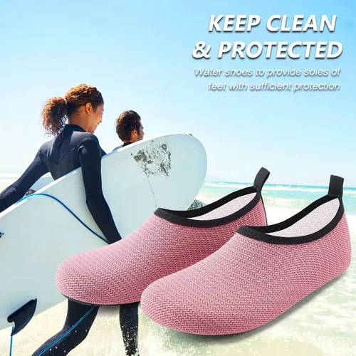 Vista 6 de Deevike Zapatos acuáticos para mujeres y hombres, estilo descalzo, de secado rápido, calcetines de agua sin cordones para playa, piscina, natación