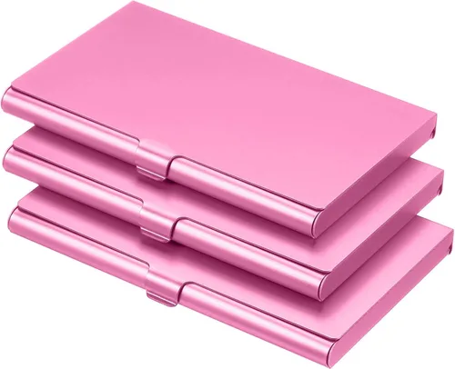 Vista 9 de PATIKIL Portatarjetas de visita, 3 piezas de aleación de aluminio, funda delgada para tarjetas de nombre para mujeres y hombres, color negro