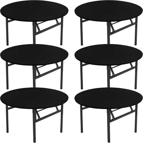 Vista 8 de Fivenl Paquete de 6 manteles de elastano para mesas redondas de 5 pies, manteles redondos elásticos ajustables lavables con borde elástico