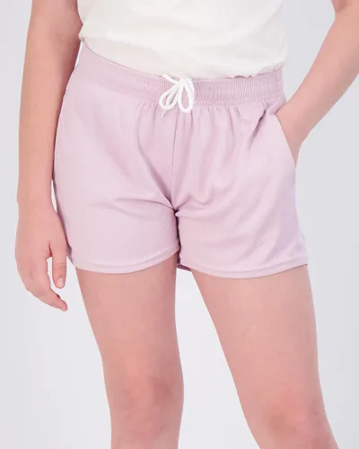 Vista 4 de Real Essentials Paquete de 4 pantalones cortos deportivos de malla para niñas con bolsillos