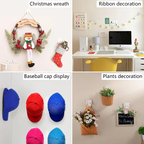 Vista 6 de Ganchos adhesivos para toallas, ganchos transparentes, ganchos de plástico resistentes para baño, cocina, para pegar en la pared