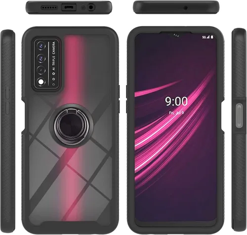 Vista 63 de Funda compatible con Xiaomi Poco X3 NFC, compatible con Xiaomi Poco X3 Pro/Poco X3 Ring Stand 3 en 1, color negro