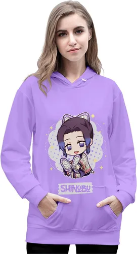 Vista 4 de AMOMA Sudadera con capucha con estampado de anime para mujer y niña