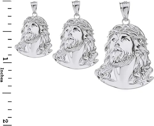 Vista 3 de Collar con dije de cabeza de Jesús, joyería religiosa, 0.92 pulgadas