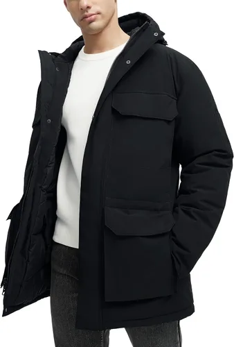 Vista 2 de Abrigos de invierno para hombre, chaquetas de invierno, impermeables, cálidas, gruesas, largas, con capucha