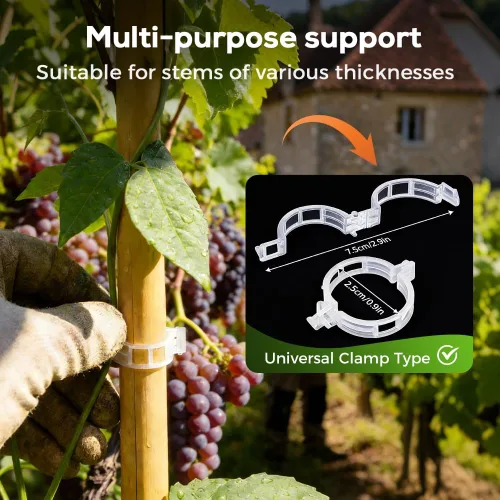Vista 3 de Clips de soporte para plantas, clips de tomate mejorados 2026 para plantas trepadoras, clip de jardín de plástico reutilizable para tallos de uva