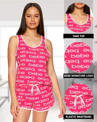 Vista 2 de bebe Conjunto de pijama y camiseta sin mangas con estampado llamativo para mujer