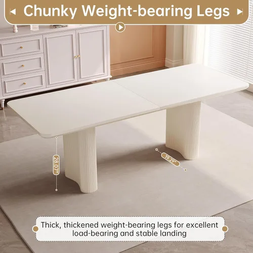Vista 4 de Guyii Mesa de comedor grande blanca de 79 pulgadas para 8 mesas de comedor modernas de 8 plazas, mesa rectangular Kichen para comedor, restaurante