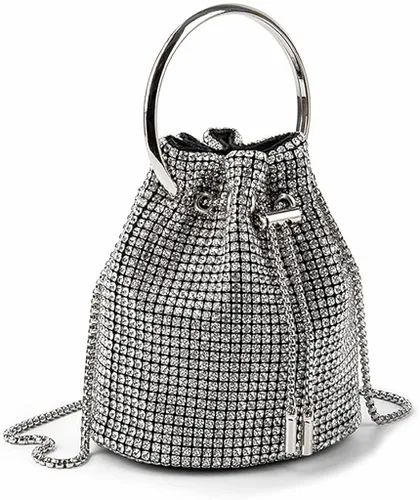 Vista 2 de DJBM Bolso de mano con diamantes de imitación para mujer, bolso de mano de noche para mujer, fiesta, graduación, cóctel, boda