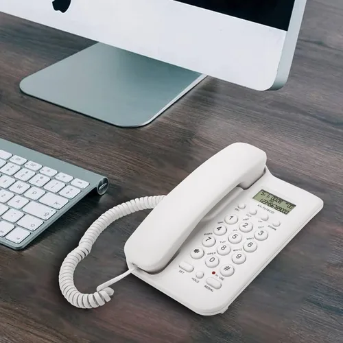 Vista 5 de Teléfono con cable con pantalla de identificación de llamadas, teléfono de escritorio con cable para el hogar, teléfono de escritorio con cable