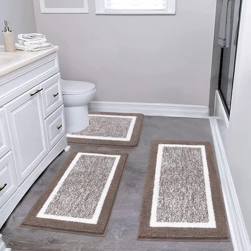 Vista 9 de Pauwer Juego de baño, alfombras de baño antideslizantes, alfombras de ducha absorbentes para suelo de baño, bañera y ducha, color azul aguamarina