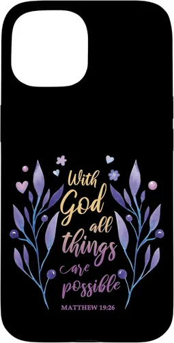 Vista 6 de with God All Things are Possible Matthew 19:26 Christian Case for iPhone 16