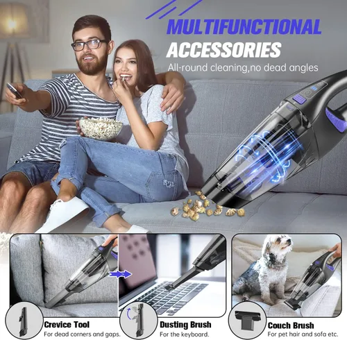 Vista 4 de IMINSO Aspiradora de mano inalámbrica para automóvil, 9000 PA, aspiradora de mano recargable inalámbrica con LED, ligera, aspiradora de mano