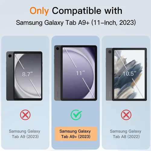 Vista 2 de JETech Funda para Samsung Galaxy Tab A9+ / A9 Plus de 11 pulgadas 2023, funda protectora delgada y translúcida trasera de tres pliegues para tablet