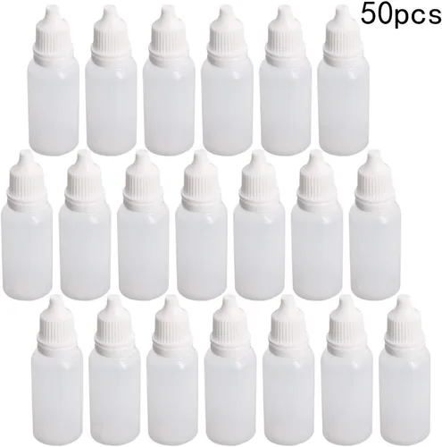 Vista 5 de Othmro Botellas cuentagotas de plástico de ojo de laboratorio de polietileno de 0.5 onzas, 50 piezas, gotero líquido exprimible de 0.0 fl oz, boca