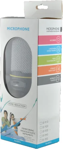 Vista 2 de SF-920 Micrófono de condensador profesional de 0.138 in con cable Micrófono capacitivo de estudio con soporte de trípode para PC de escritorio