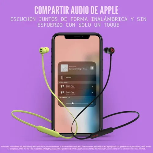 Vista 9 de Beats Flex - Auriculares inalámbricos Apple W1, auriculares magnéticos, Bluetooth de clase 1, 12 horas de tiempo de escucha, micrófono integrado