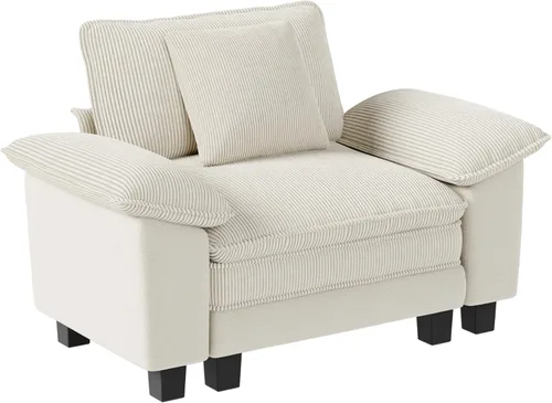 Vista 9 de Sofá Seccional Modular Individual de 53.5", Sillón de Pana Suave y Afelpada con Asiento Profundo Cómodo y Brazos Removibles para Sala de Estar