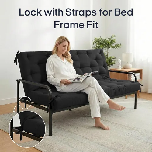 Vista 4 de Syrinx Colchón de Futón de Suelo Japonés Tamaño Individual 75"x39", Cama de Suelo Perezosa Plegable Engrosada para Adultos, Tumbona Enrollable