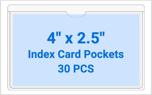 Vista 83 de 30 PCS Clear Self Adhesive Plastic Label Pockets, Top Loading Business & Library Index Card Holders, Peel and Stick Sleeves for Storage Bins, Totes
