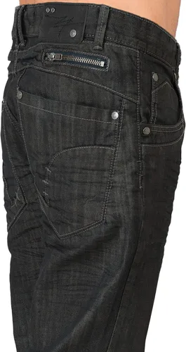 Vista 5 de Level 7 Jeans relajados y de pierna recta para hombre con corte de bota y bolsillo con cremallera