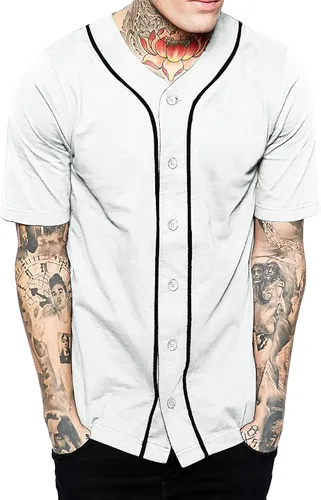 Vista 6 de Hat and Beyond camiseta de béisbol para hombre con botones hipster hip hop