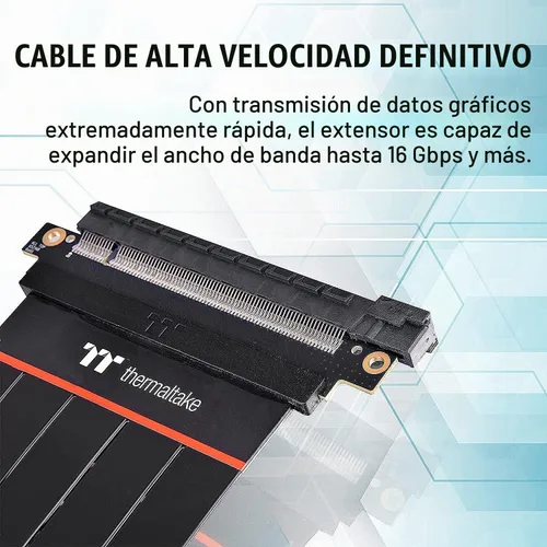 Vista 3 de Thermaltake TT Premium PCI-E 4.0 Alta Velocidad Flexible Extensor Elevador Cable 11.811 in AC-058-CO1OTN-C1