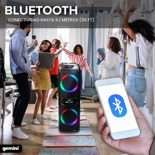 Vista 6 de Gemini Altavoz Bluetooth del partido del karaoke, luces LED, micrófono (GHK-2800)