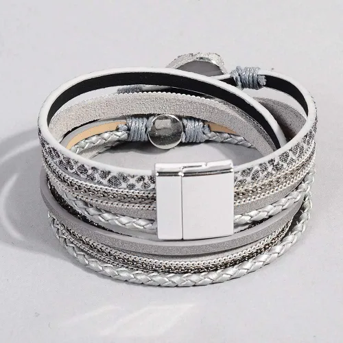 Vista 5 de Artilady Leather Wrap Bracelets for Women - Pearl Bracelets Handmade Clasp Bangle Bracelet with Beads Jewelry Gift for Women and Mother