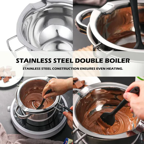 Vista 2 de Olla para fundir chocolate, caldera doble de 21.1 onzas líquidas con mango resistente al calor, juego de ollas de doble caldera de acero inoxidable