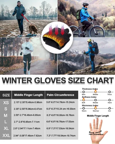 Vista 6 de RIGWARL Guantes impermeables para clima frío y frío, guantes de invierno para hombres y mujeres con pantalla táctil