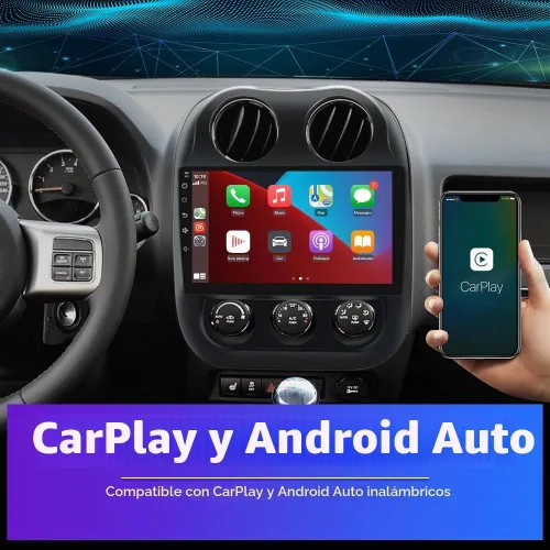 Vista 3 de Radio estéreo de coche de 10.1 pulgadas [2GRAM 32GROM] para Jeep Patriot Compass 2010-2016 con CarPlay Android Auto, Android 13 Player Radio