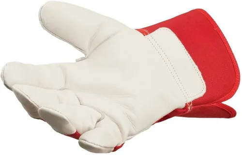 Vista 4 de J. J. Keller SAFEGEAR - Guantes de trabajo de piel de vaca roja, 3 pares