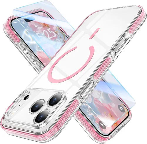 Vista 12 de MILPROX Compatible con iPhone 16 Pro Funda – con protector de pantalla – Compatible con MagSafe – Diseño magnético claro transparente – Que no se