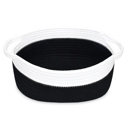 Vista 19 de ABenkle Cesta Pequeña con Asas - Contenedor de Almacenamiento Tejido de Cuerda Decorativo Duradero Cubo Organizador de Estante, Cesta de Regalo