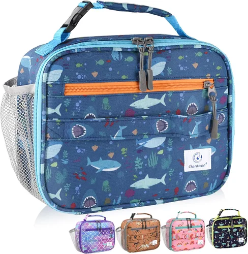 Vista 21 de Genteen Paquete de 2 bolsas de almuerzo suaves aisladas con doble cremallera, resistente, congelable y reutilizable para niños, hombres