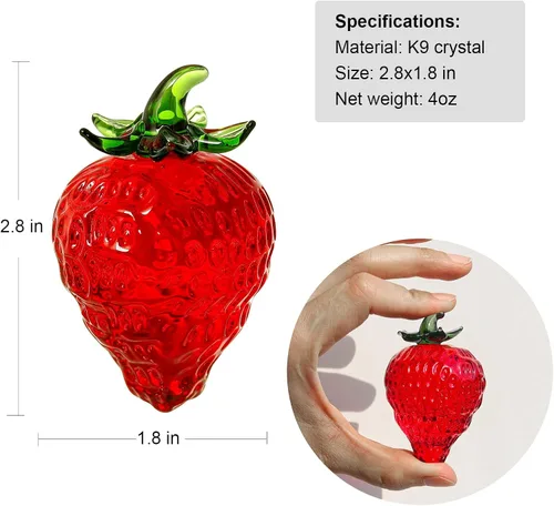 Vista 5 de LONGWIN Paquete de 1 figura de fresa de cristal y 1 figura de calabaza de cristal, fruta y verdura, decoración de cocina para el hogar