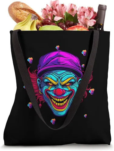 Vista 4 de Funny Streetwear synthwave 80s 90s retro anime evil clown Tote Bag
