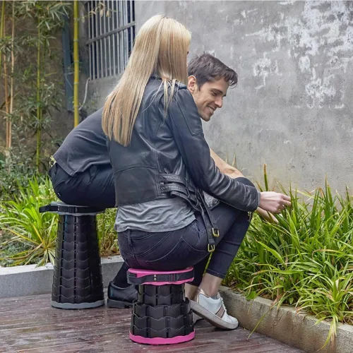 Vista 5 de Taburete plegable plegable portátil retráctil, plegable plegable telescópico plegable para adultos para pesca al aire libre, senderismo, jardinería