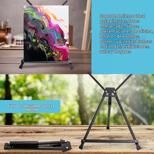 Vista 5 de US Art mesa suplementaria de parte superior de aluminio con caballete de exposición, grande, doble brazo